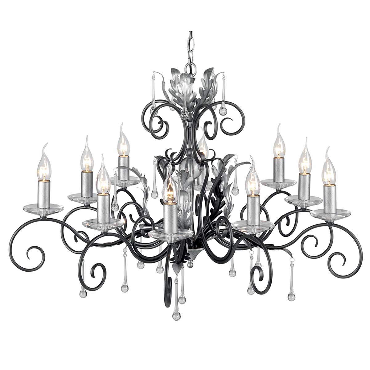 Rosemont Court French Provincial 10 Light Chandelier Black With Silver Patina
