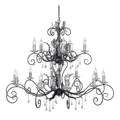 Rosemont Court French Provincial 15 Light Chandelier Black With Silver Patina