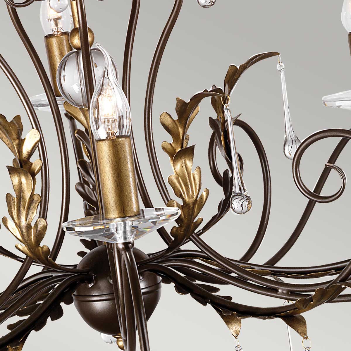 Rosemont Court French Provincial 15 Light Chandelier Bronze With Gold Patina Rosemont Court French Provincial 15 Light Chandelier Bronze With Gold Patina — detail view