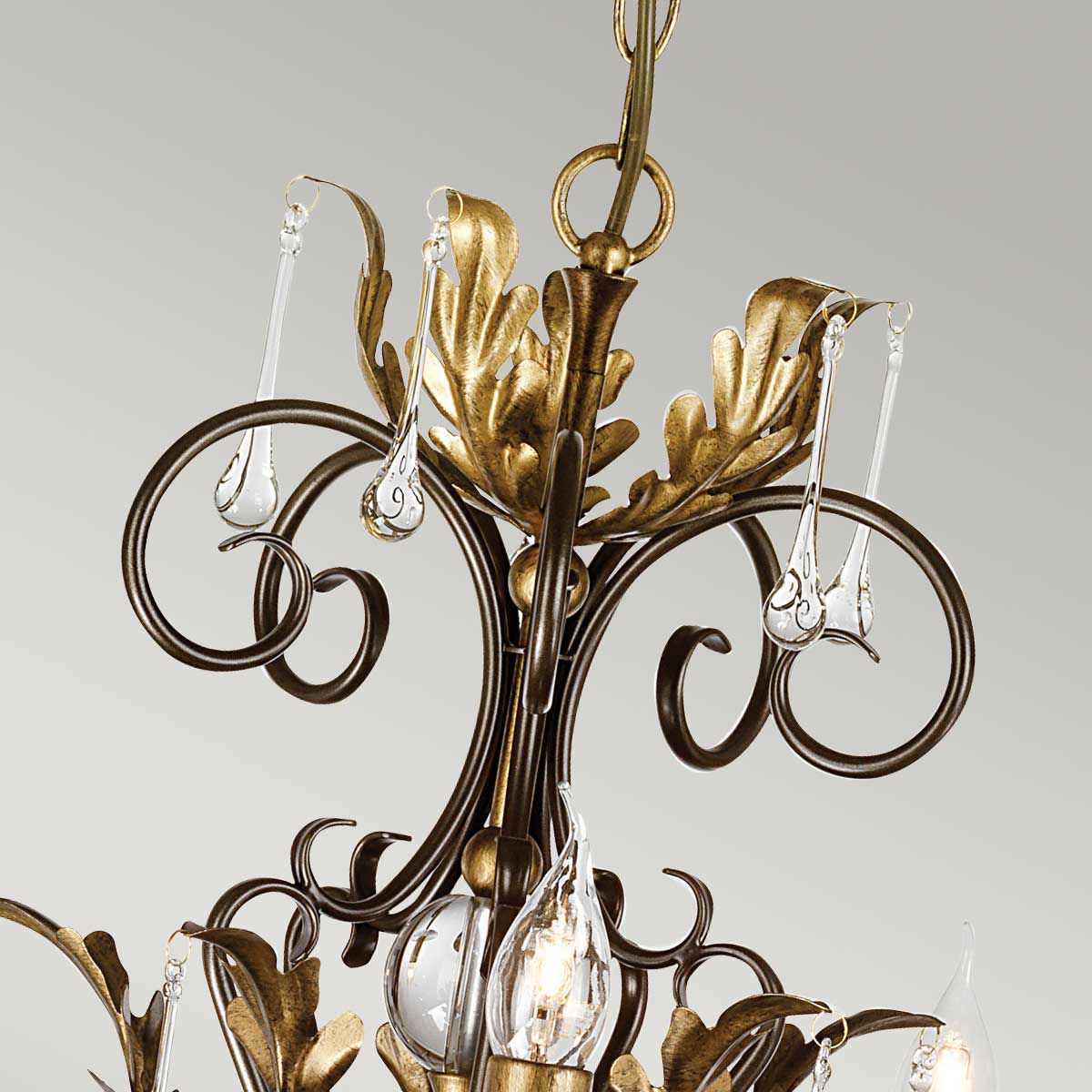 Rosemont Court French Provincial 15 Light Chandelier Bronze With Gold Patina Rosemont Court French Provincial 15 Light Chandelier Bronze With Gold Patina — detail view