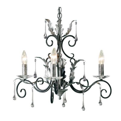 Rosemont Court French Provincial 3 Light Chandelier Black With Silver Patina