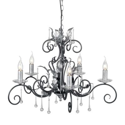 Rosemont Court French Provincial 5 Light Chandelier in Black with Silver Patina