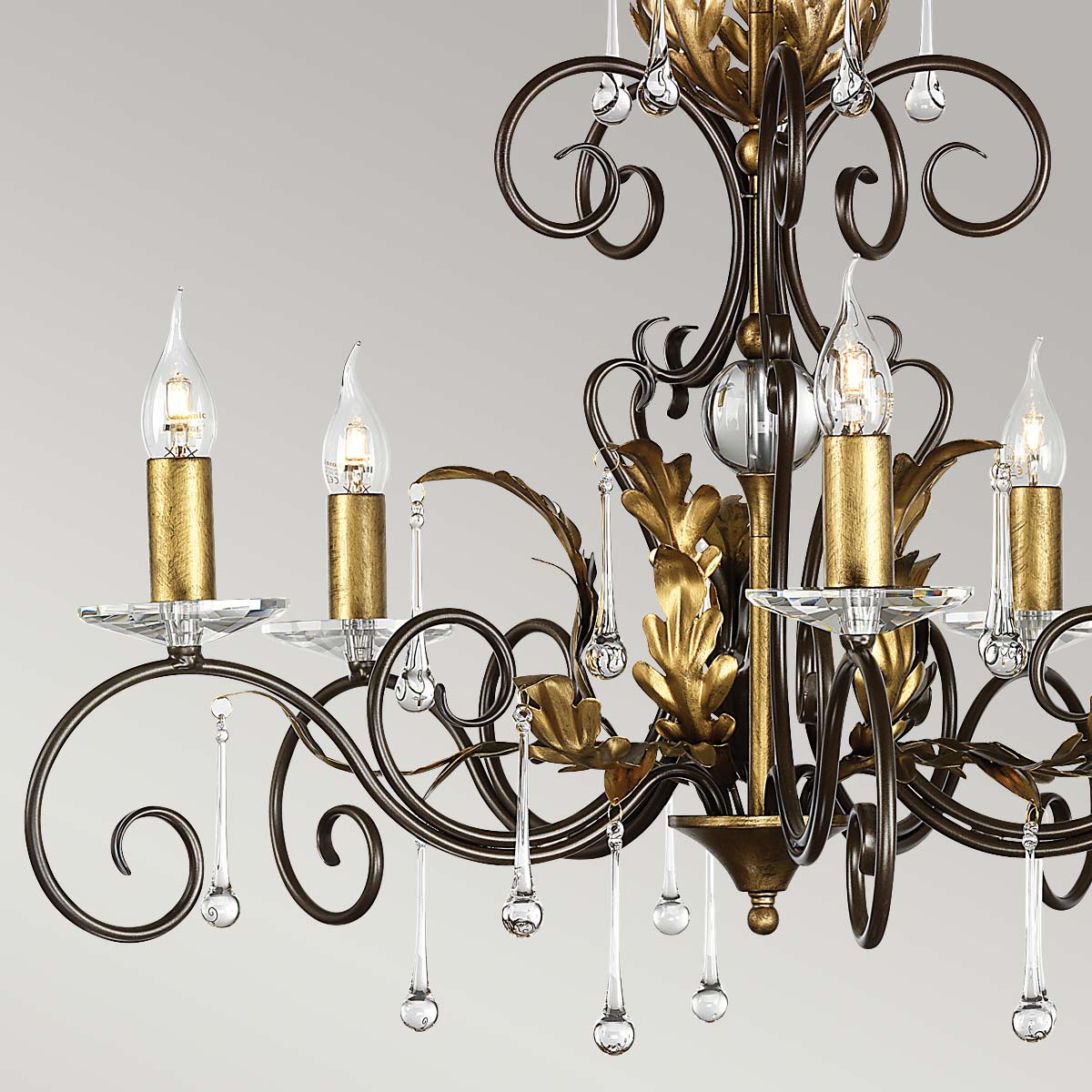 Rosemont Court French Provincial Chandelier Bronze And Gold Rosemont Court French Provincial Chandelier Bronze And Gold — detail view