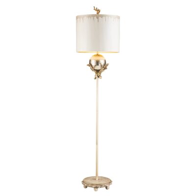 Rosemount Lantern French Provincial Floor Lamp Putty Patina and Silver Leaf