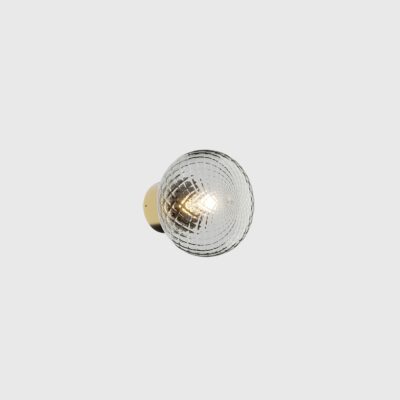 Rosevale Globe Wall Light Natural Brass and Clear Grey