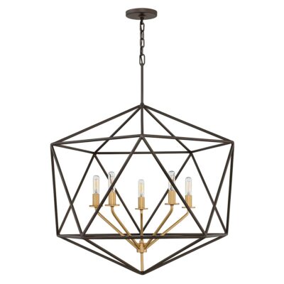 Rosewell Contemporary Cage Pendant Bronze and Gold
