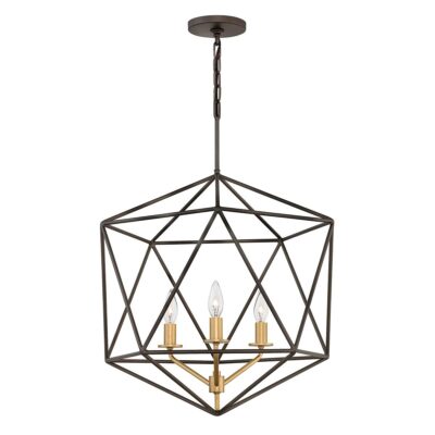 Rosewell Geometric Cage Pendant Bronze and Gold