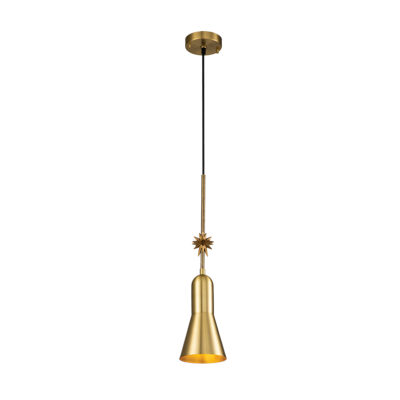 Rosewind Contemporary Small Pendant Aged Brass and Gold Leaf