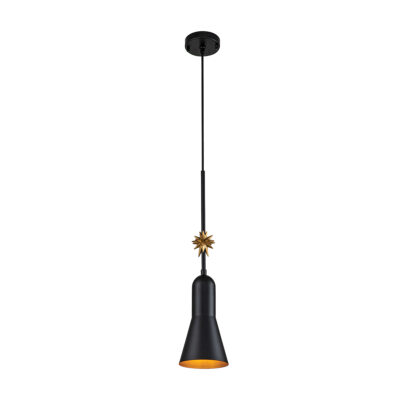 Rosewind Contemporary Small Pendant Matte Black and Gold Leaf