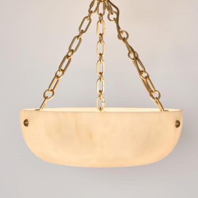 Rosewood French Provincial Alabaster Drum Ceiling Pendant