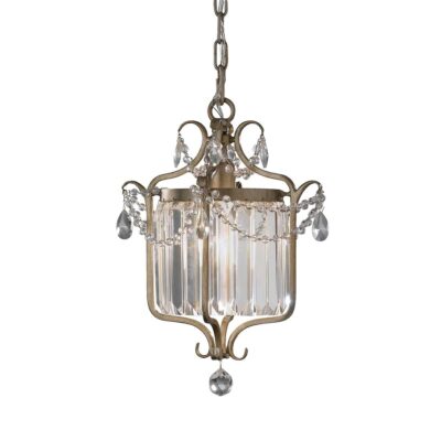 Rosewood Grand French Provincial Crystal Cage Pendant Gilded Silver