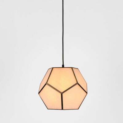 Sablecroft Faceted Glass Ceiling Pendant Brass and White