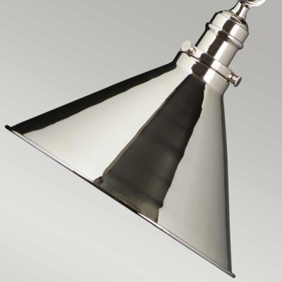 Sablewood Manor French Bistro Cone Pendant Light Polished Nickel — detail view