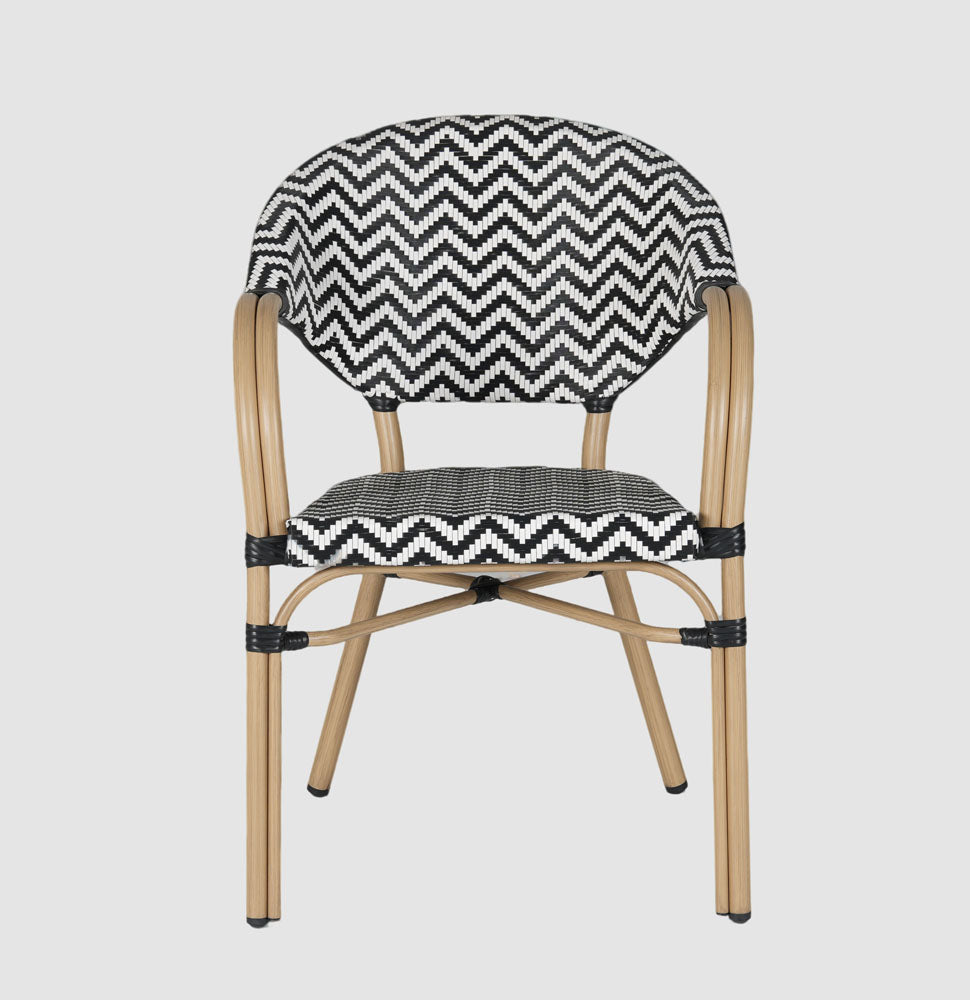 Sainte Colline French Bistro Outdoor Armchair Black & White Chevron Sainte Colline French Bistro Outdoor Armchair Black & White Chevron