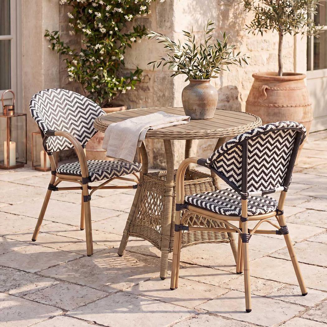 Sainte Colline French Bistro Outdoor Armchair Black & White Chevron Sainte Colline French Bistro Outdoor Armchair Black & White Chevron