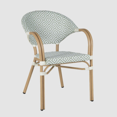 Sainte Colline French Bistro Outdoor Armchair Green & White