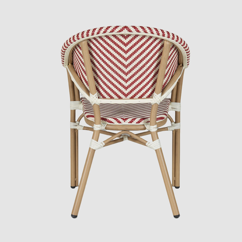 Sainte Colline French Bistro Outdoor Armchair Red & White Herringbone Sainte Colline French Bistro Outdoor Armchair Red & White Herringbone