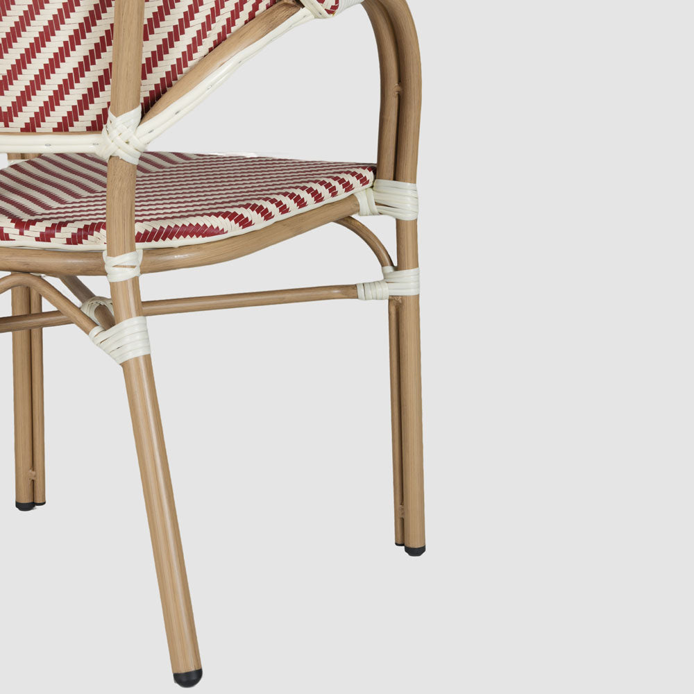 Sainte Colline French Bistro Outdoor Armchair Red & White Herringbone Sainte Colline French Bistro Outdoor Armchair Red & White Herringbone