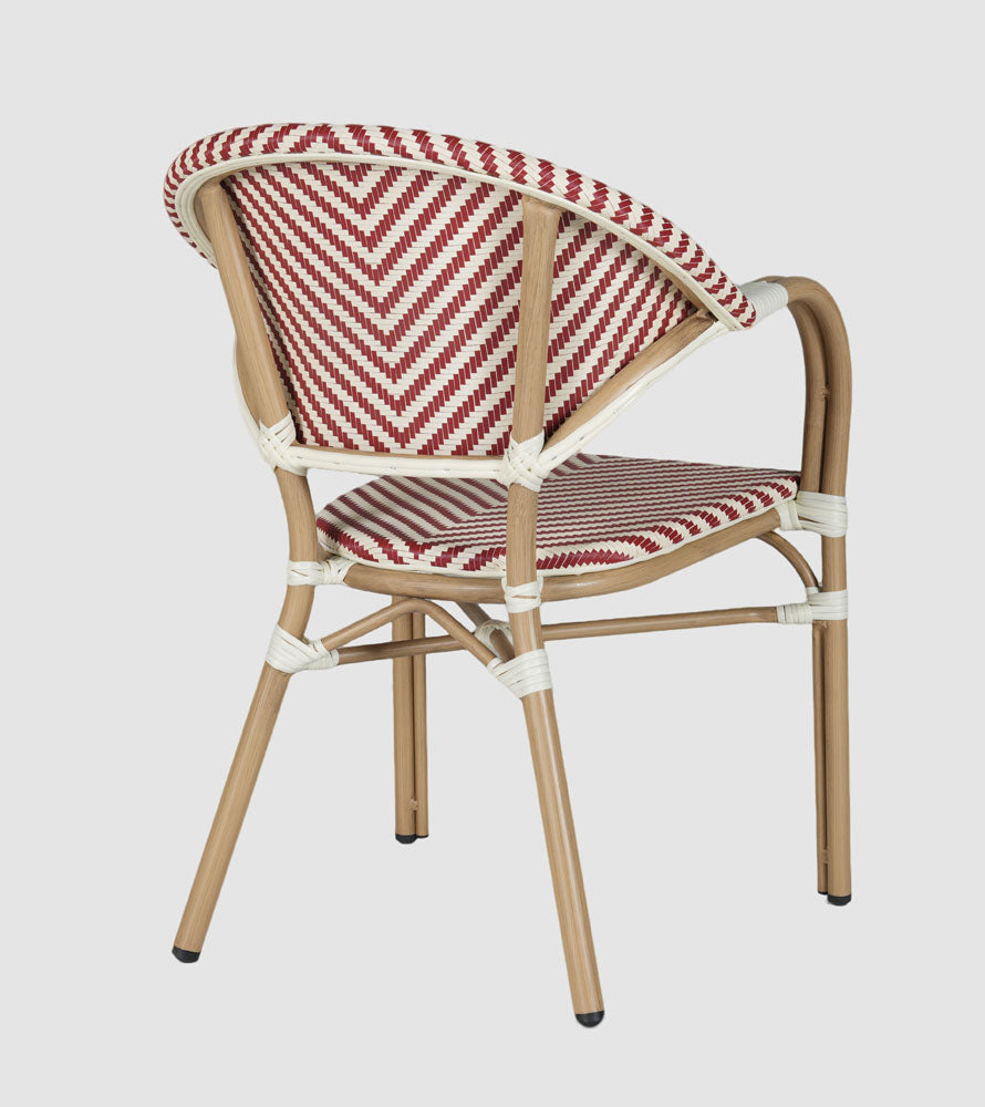 Sainte Colline French Bistro Outdoor Armchair Red & White Herringbone Sainte Colline French Bistro Outdoor Armchair Red & White Herringbone