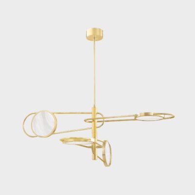 Sandbay Contemporary 4 Light Pendant Aged Brass and Alabaster