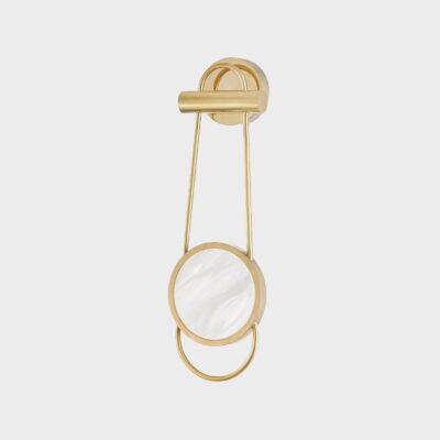 Sandbay Contemporary Alabaster Disc Wall Light Aged Brass