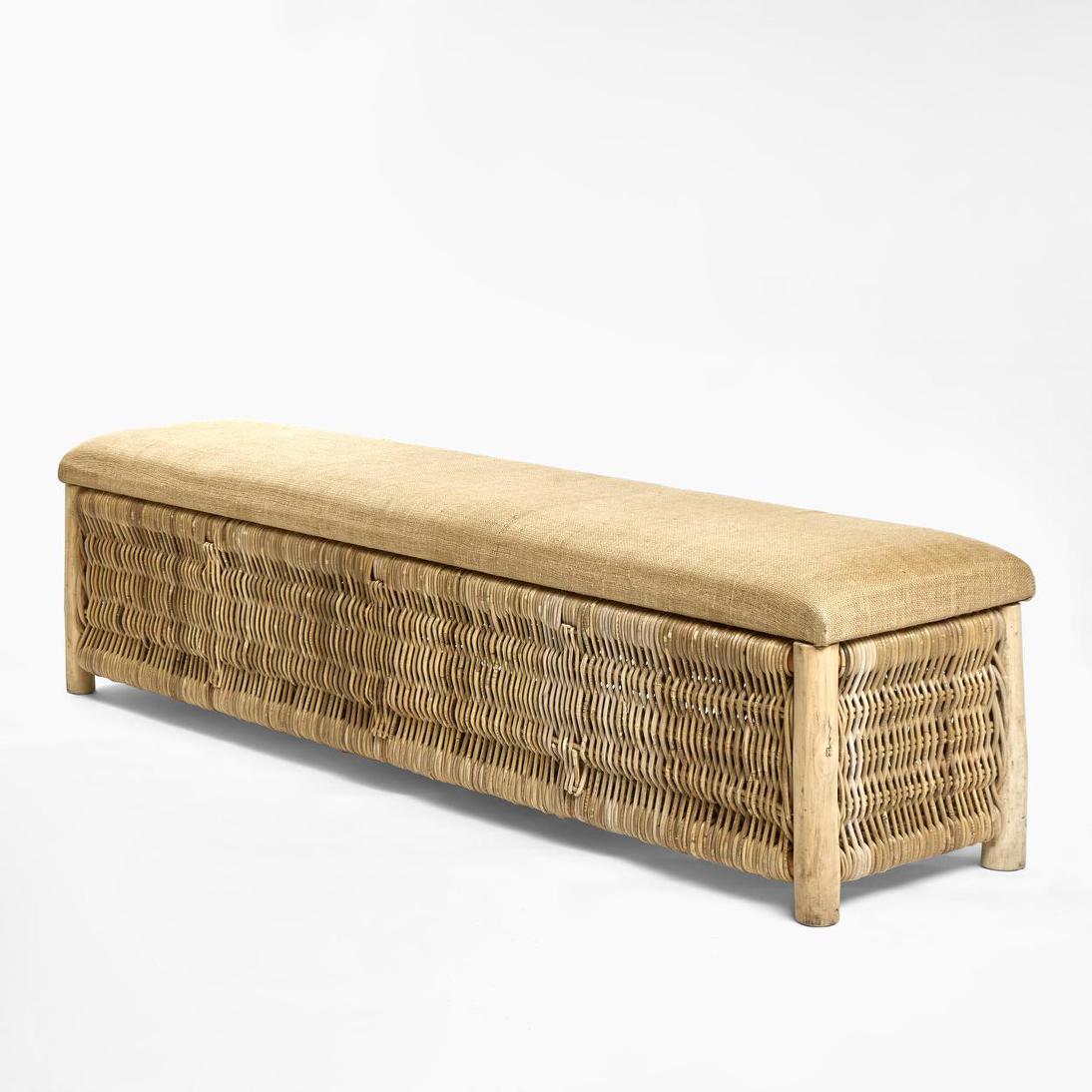 Sandhill Hamptons Woven Rattan Storage Bench Natural Sandhill Hamptons Woven Rattan Storage Bench Natural
