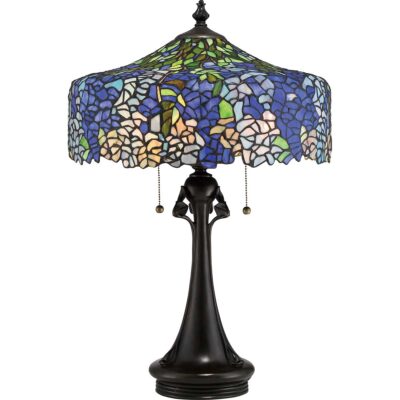 Sapphire Court Tiffany Style Table Lamp Vintage Bronze
