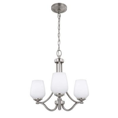 Satinwood Chandelier Hamptons Style 3 Light Satin Nickel