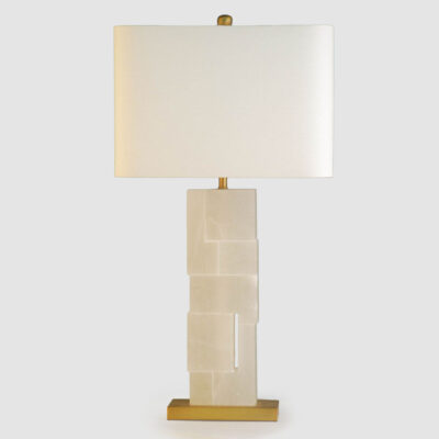 Saville Hamptons Alabaster Table Lamp with Brass Base