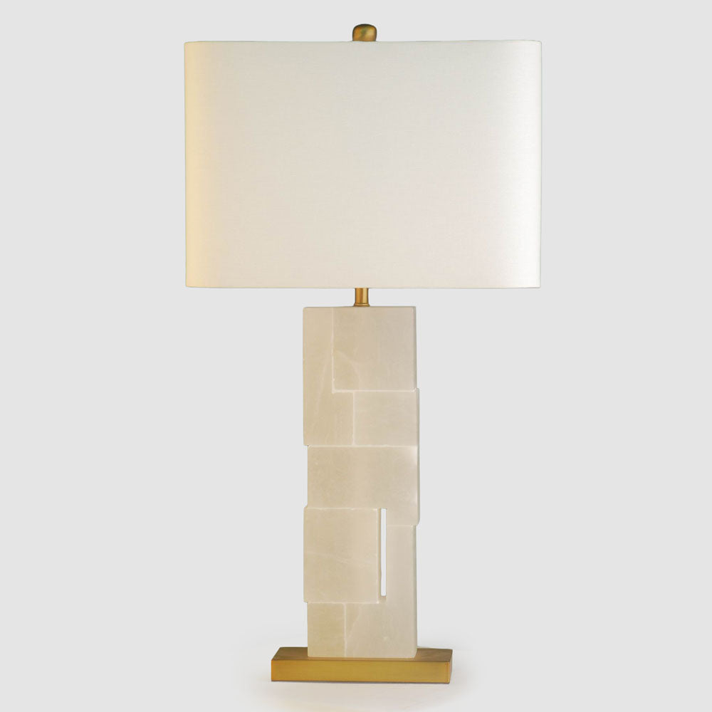 Saville Hamptons Alabaster Table Lamp with Brass Base