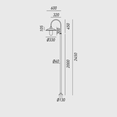 Savona Curved Arm Outdoor Post Light Antique Brass and Copper