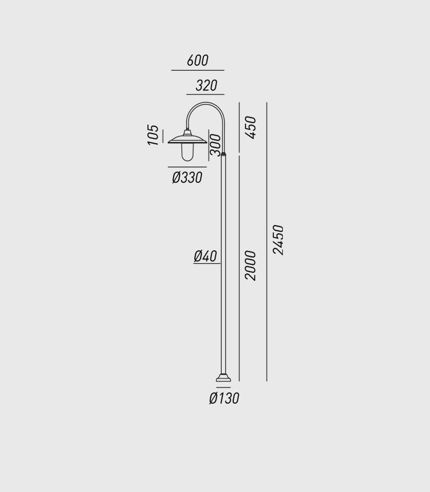 Savona Curved Arm Outdoor Post Light Antique Brass and Copper