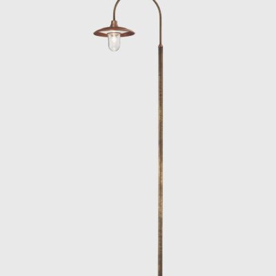 Savona Curved Arm Outdoor Post Light Antique Brass and Copper