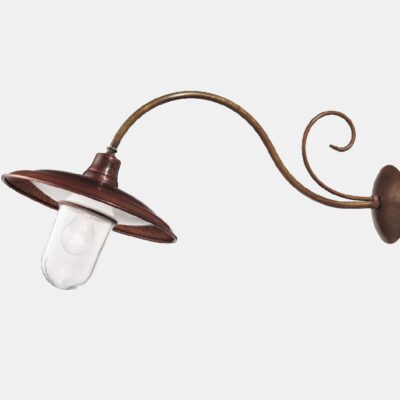 Savona Curved Arm Outdoor Wall Light Antique Copper And Brass