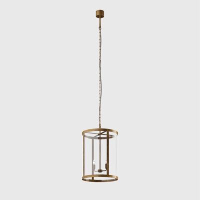 Scala French Provincial Round Lantern Pendant Light Small Antique Brass