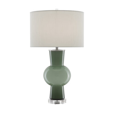 Serenata French Provincial Table Lamp in Light and Dark Green Glass