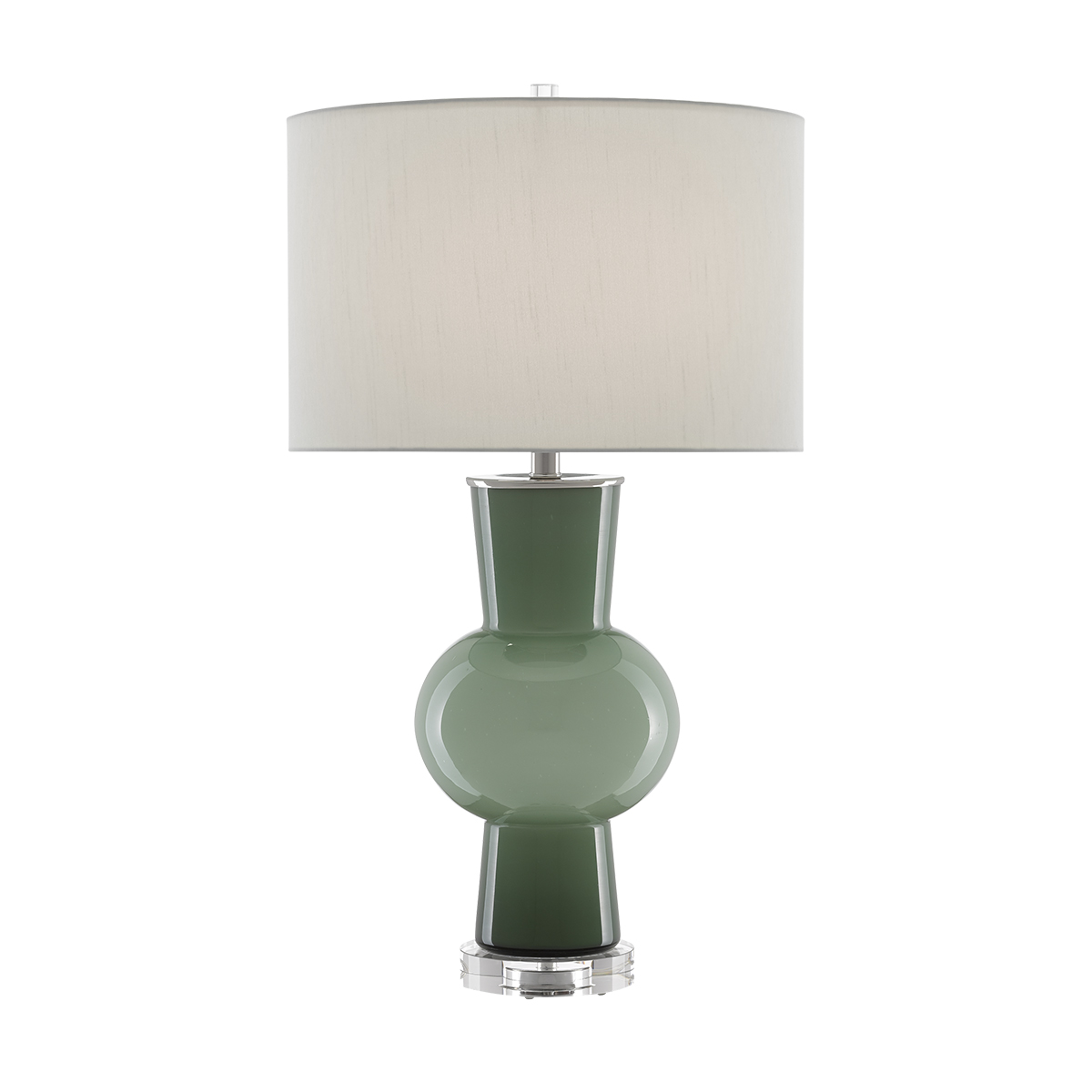 Serenata French Provincial Table Lamp in Light and Dark Green Glass