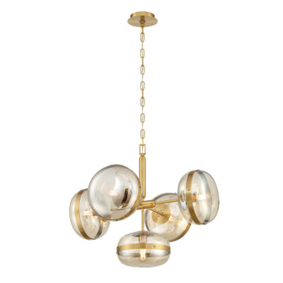 Sherbourne Contemporary 5 Light Chandelier Antique Brass