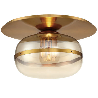 Sherbourne Contemporary Ceiling Flush Light in Antique Brass