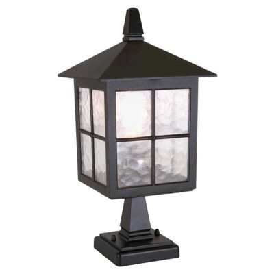 Sherbrook Hall Traditional Outdoor Pedestal Lantern Black