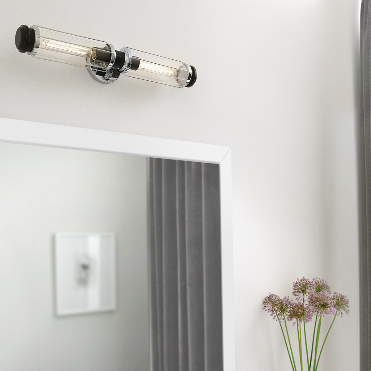 Signalpoint Nautical Twin Wall Light Polished Chrome And Black Signalpoint Nautical Twin Wall Light Polished Chrome And Black — in situ view
