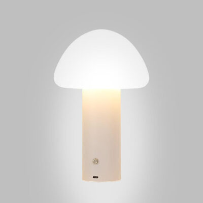 Silverdale Rechargeable Mushroom Table Lamp White