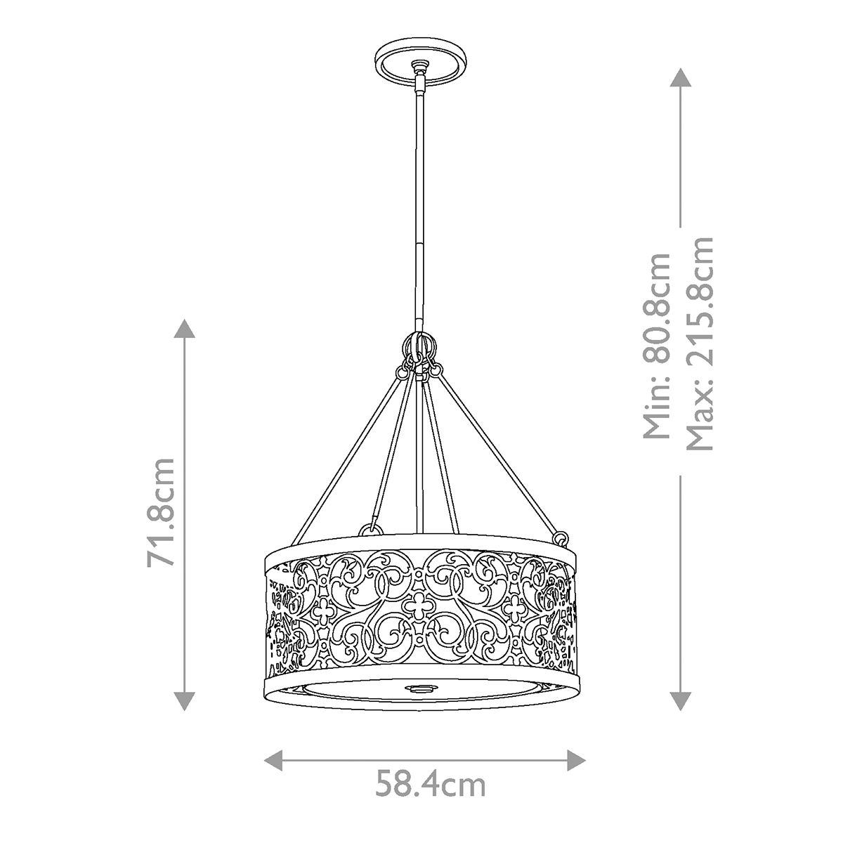 Silverleaf Manor Transitional Scroll Drum Pendant Silver Leaf Patina Silverleaf Manor Transitional Scroll Drum Pendant Silver Leaf Patina