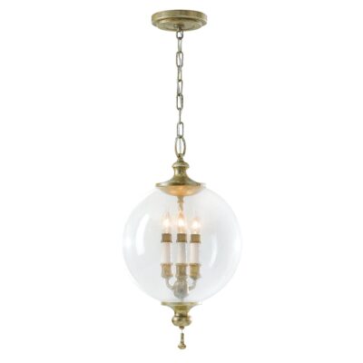 Silverwood French Provincial 3 Light Glass Globe Pendant Silver Leaf