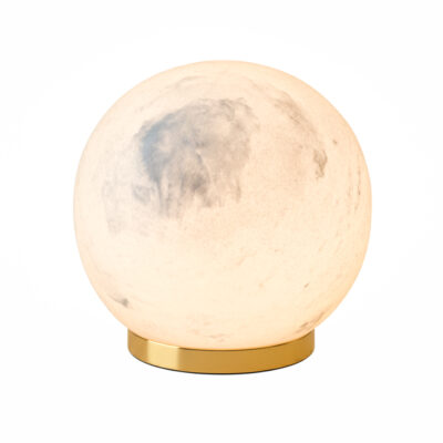 Solmere Portable Hamptons Stone Globe Table Lamp Brass Base