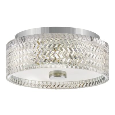 Solstice Manor Chrome Chevron Glass Flush Ceiling Light