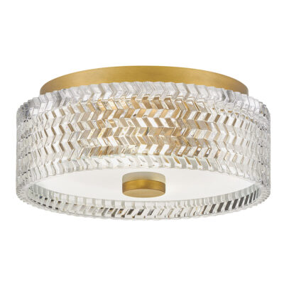 Solstice Manor Contemporary Flush Ceiling Light Heritage Brass