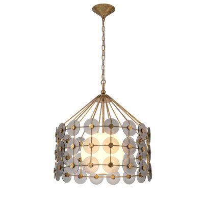 Solworth Artistic Pendant Distressed Gold and Smoked Glass