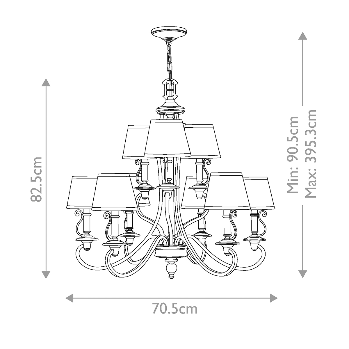 Somerbrooke Nine Light French Provincial Chandelier in Aged Bronze Somerbrooke Nine Light French Provincial Chandelier in Aged Bronze