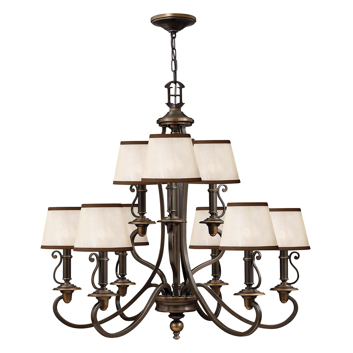 Somerbrooke Nine Light French Provincial Chandelier in Aged Bronze